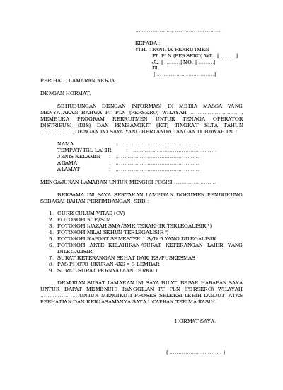 Detail Contoh Surat Permohonan Pln Nomer 49