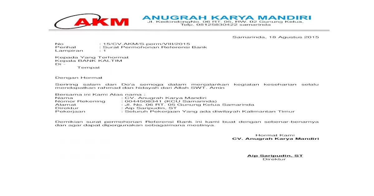 Detail Contoh Surat Permohonan Referensi Ke Bank Nomer 41