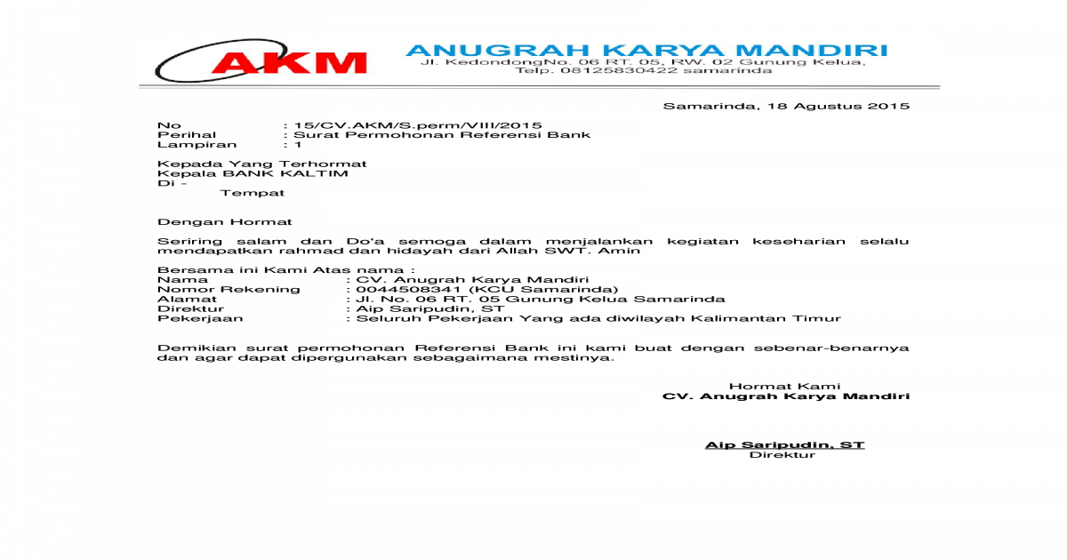 Detail Contoh Surat Permohonan Referensi Ke Bank Nomer 54