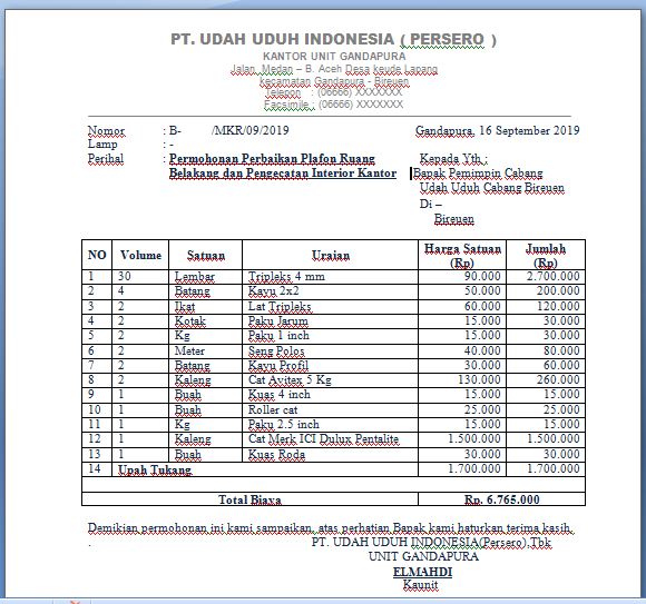 Detail Contoh Surat Permohonan Renovasi Ruangan Kantor Nomer 38