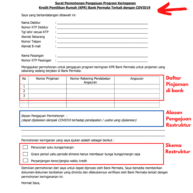 Detail Contoh Surat Permohonan Restrukturisasi Kredit Nomer 9