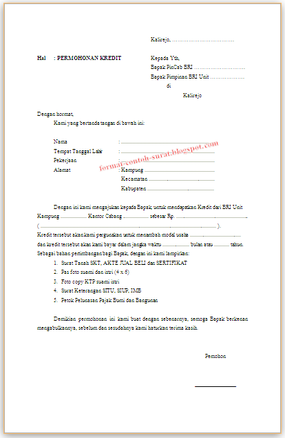 Detail Contoh Surat Permohonan Restrukturisasi Kredit Nomer 7