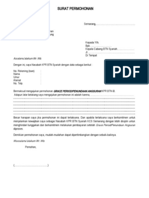 Detail Contoh Surat Permohonan Restrukturisasi Kredit Bank Nomer 10