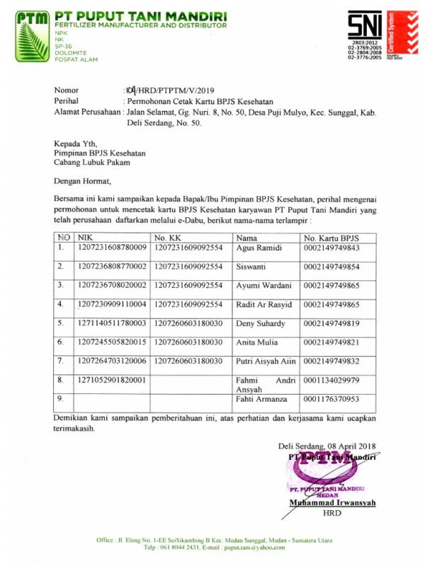 Detail Contoh Surat Permohonan Sertifikat Bpjs Kesehatan Nomer 14