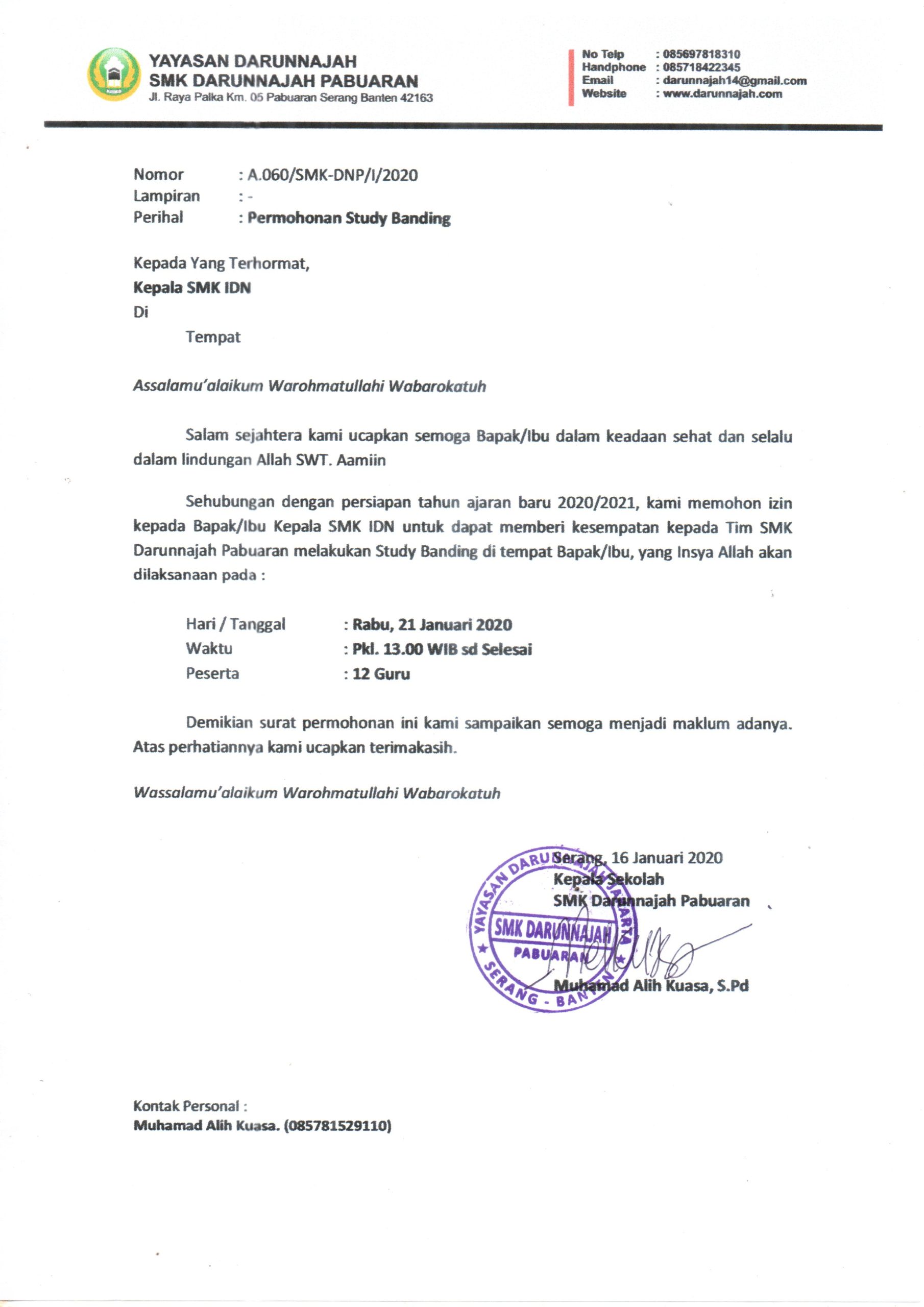 Contoh Surat Permohonan Studi Banding - KibrisPDR