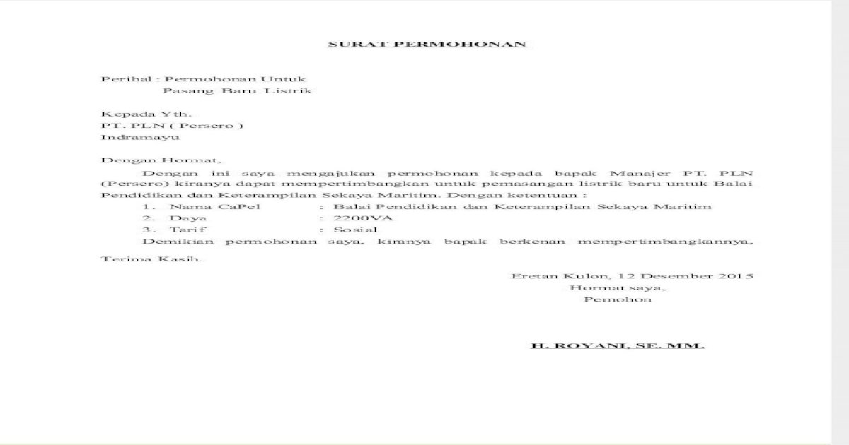 Detail Contoh Surat Permohonan Subsidi Listrik Nomer 49