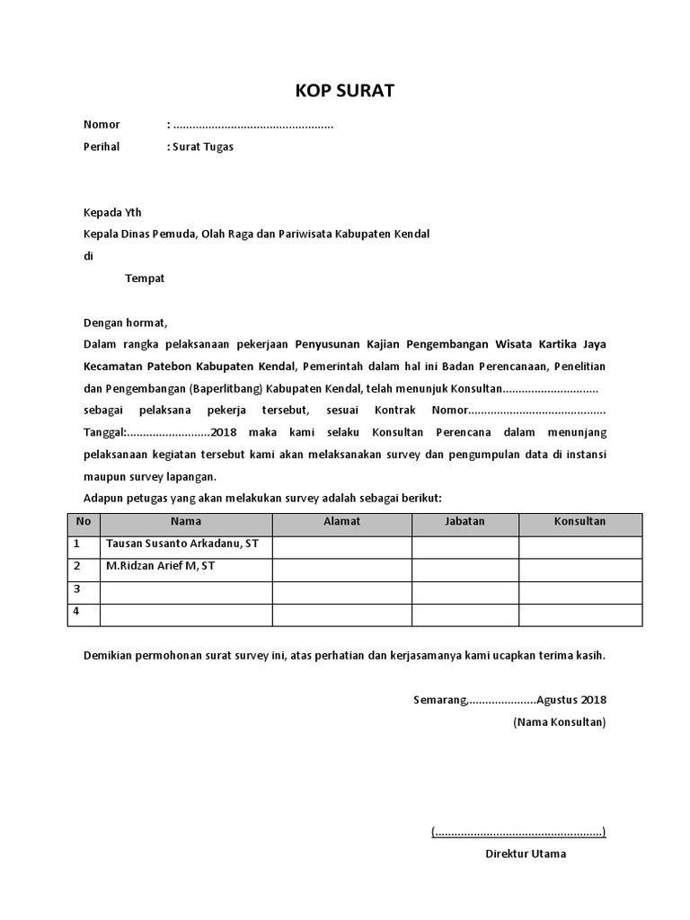 Detail Contoh Surat Permohonan Survey Lapangan Nomer 10