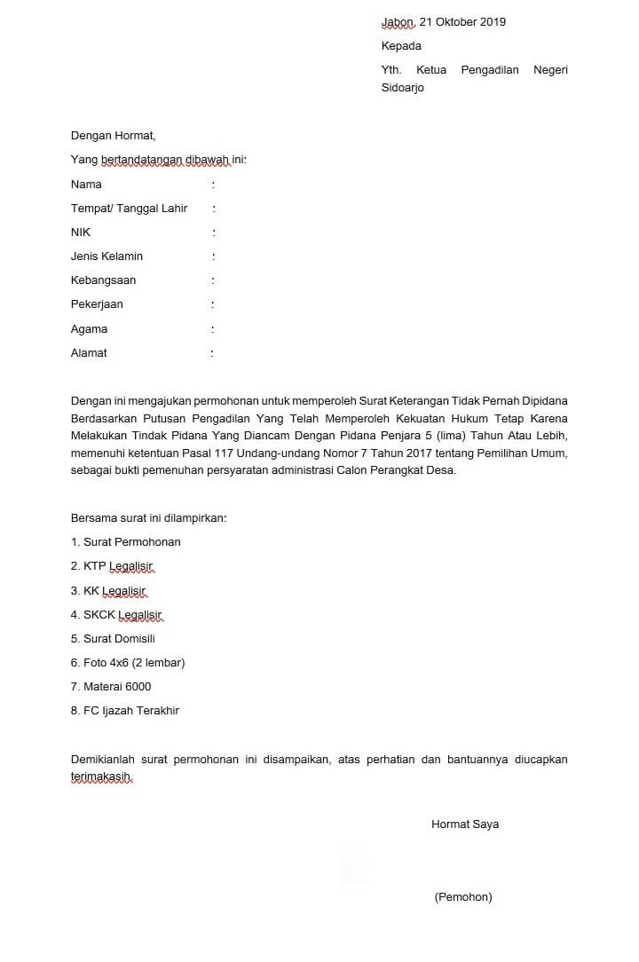 Detail Contoh Surat Permohonan Tidak Pernah Dipidana Nomer 31