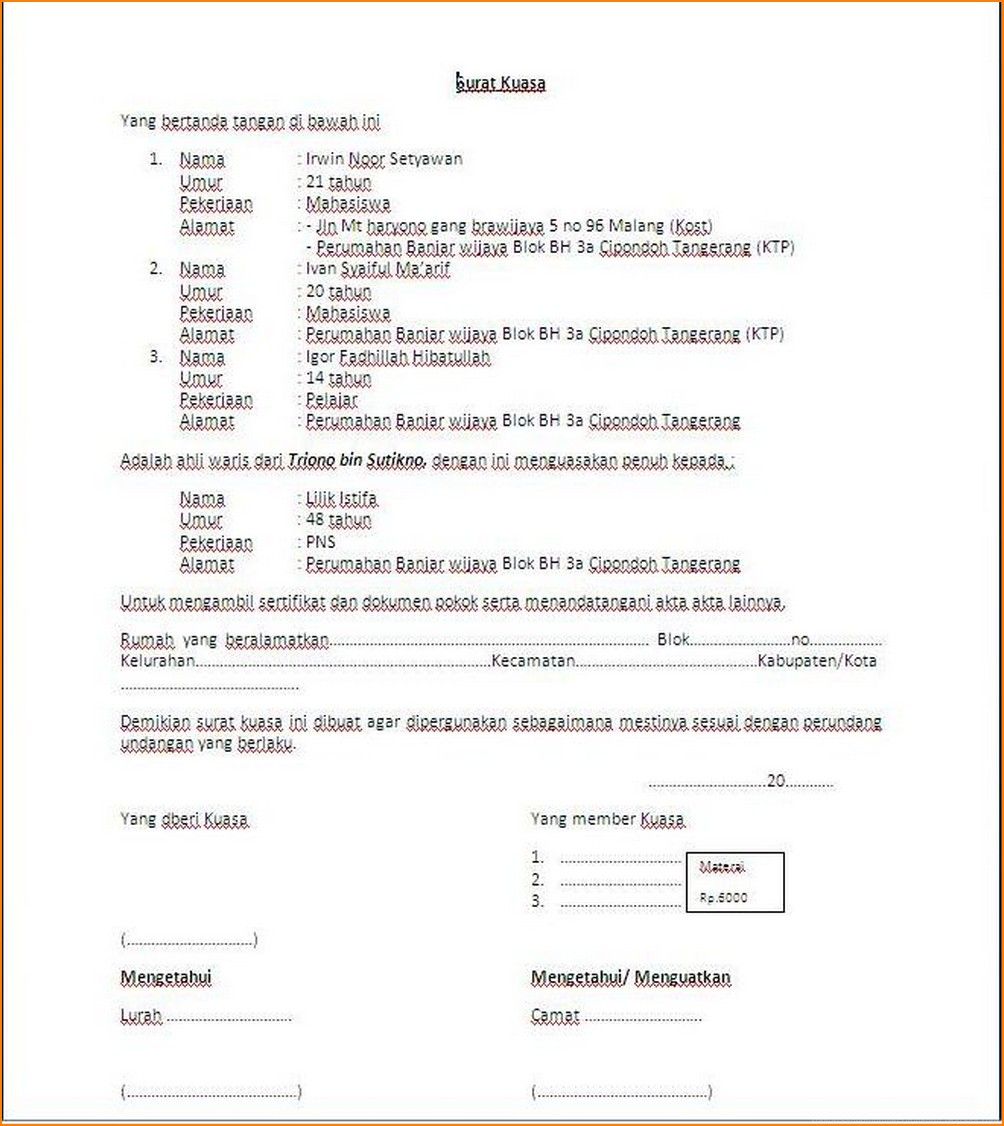 Detail Contoh Surat Pernyataan Ahli Waris Tanah Nomer 22