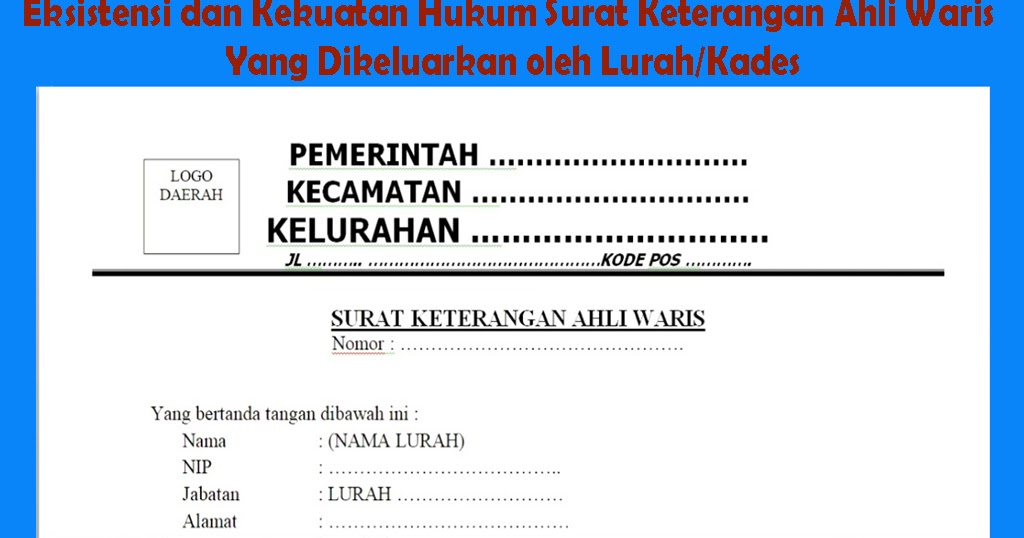Detail Contoh Surat Pernyataan Ahli Waris Tanah Nomer 40