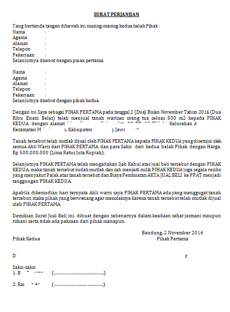 Detail Contoh Surat Pernyataan Ahli Waris Tanah Nomer 48