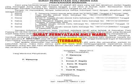 Detail Contoh Surat Pernyataan Ahli Waris Tanah Nomer 55