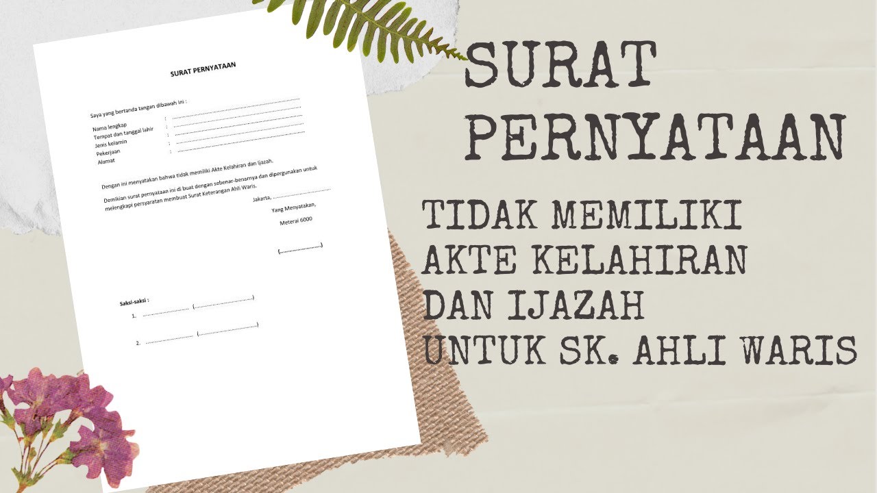 Detail Contoh Surat Pernyataan Akta Kelahiran Nomer 5