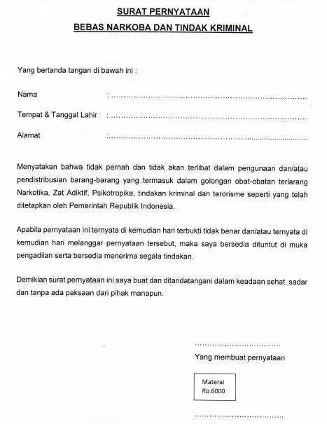 Detail Contoh Surat Pernyataan Bebas Pidana Nomer 20