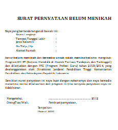 Detail Contoh Surat Pernyataan Belum Menikah Untuk Kua Nomer 31