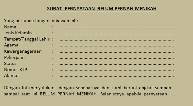 Detail Contoh Surat Pernyataan Belum Pernah Menikah Nomer 37