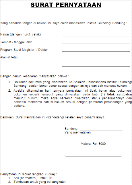 Detail Contoh Surat Pernyataan Bermaterai 6000 Nomer 38