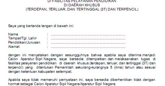 Detail Contoh Surat Pernyataan Bersedia Ditempatkan Di Sekolah Negeri Nomer 11