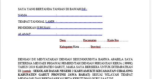 Detail Contoh Surat Pernyataan Bersedia Ditempatkan Di Sekolah Negeri Nomer 15