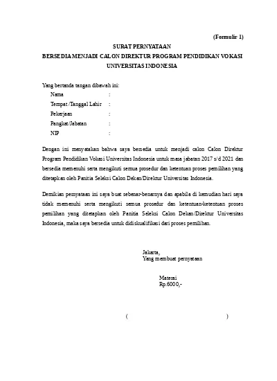 Detail Contoh Surat Pernyataan Bersedia Ditempatkan Di Sekolah Negeri Nomer 34
