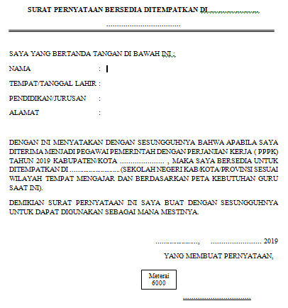 Detail Contoh Surat Pernyataan Bersedia Ditempatkan Di Sekolah Negeri Nomer 5