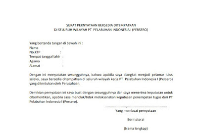 Detail Contoh Surat Pernyataan Bersedia Ditempatkan Dimana Saja Nomer 3