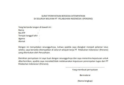 Detail Contoh Surat Pernyataan Bersedia Ditempatkan Diseluruh Wilayah Indonesia Nomer 4