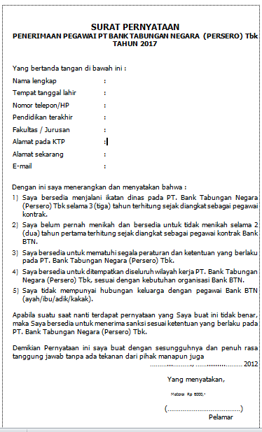 Detail Contoh Surat Pernyataan Bersedia Menjalani Ikatan Dinas Nomer 23