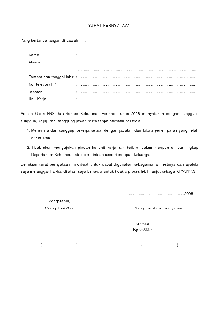 Detail Contoh Surat Pernyataan Bersedia Tidak Menikah Nomer 54
