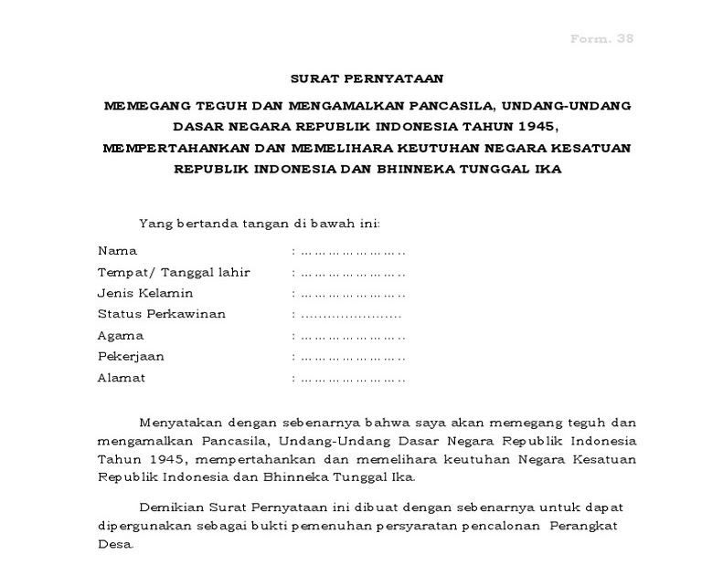 Detail Contoh Surat Pernyataan Bertaqwa Kepada Tuhan Nomer 38