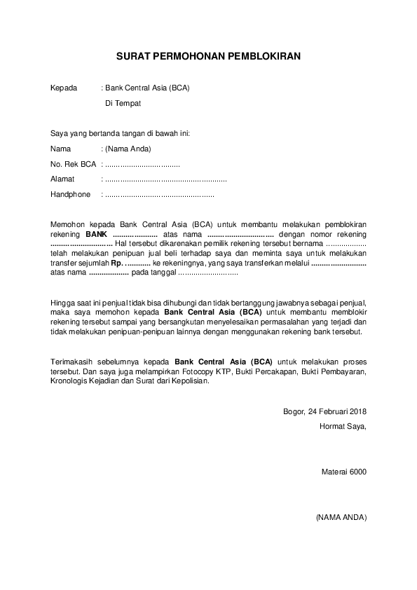Detail Contoh Surat Pernyataan Blokir Stnk Nomer 14