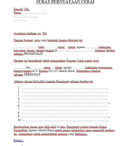 Detail Contoh Surat Pernyataan Cerai Nomer 48