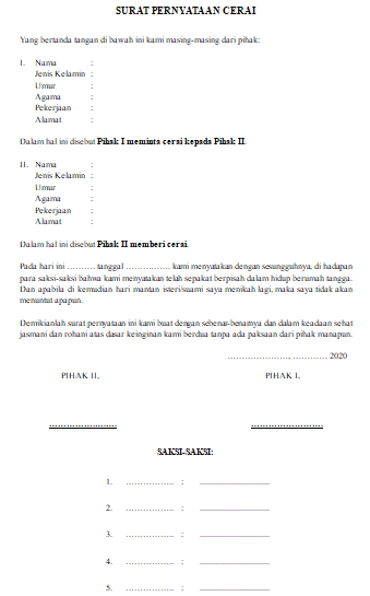 Detail Contoh Surat Pernyataan Cerai Diatas Materai Nomer 56