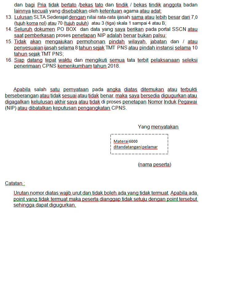 Detail Contoh Surat Pernyataan Cpns 2019 Nomer 39