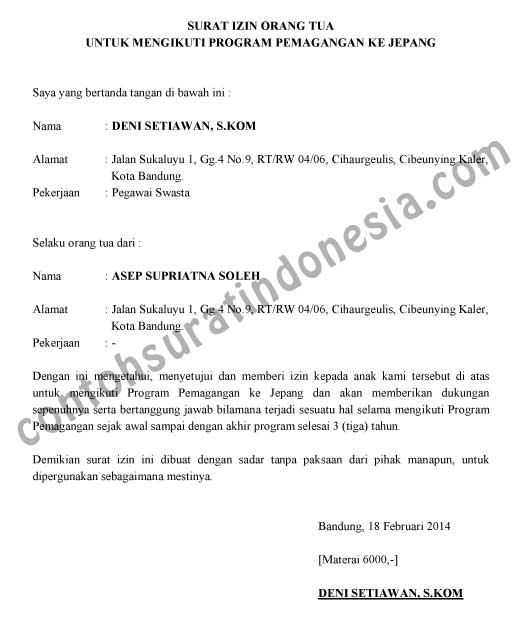 Detail Contoh Surat Pernyataan Dari Orang Tua Nomer 36