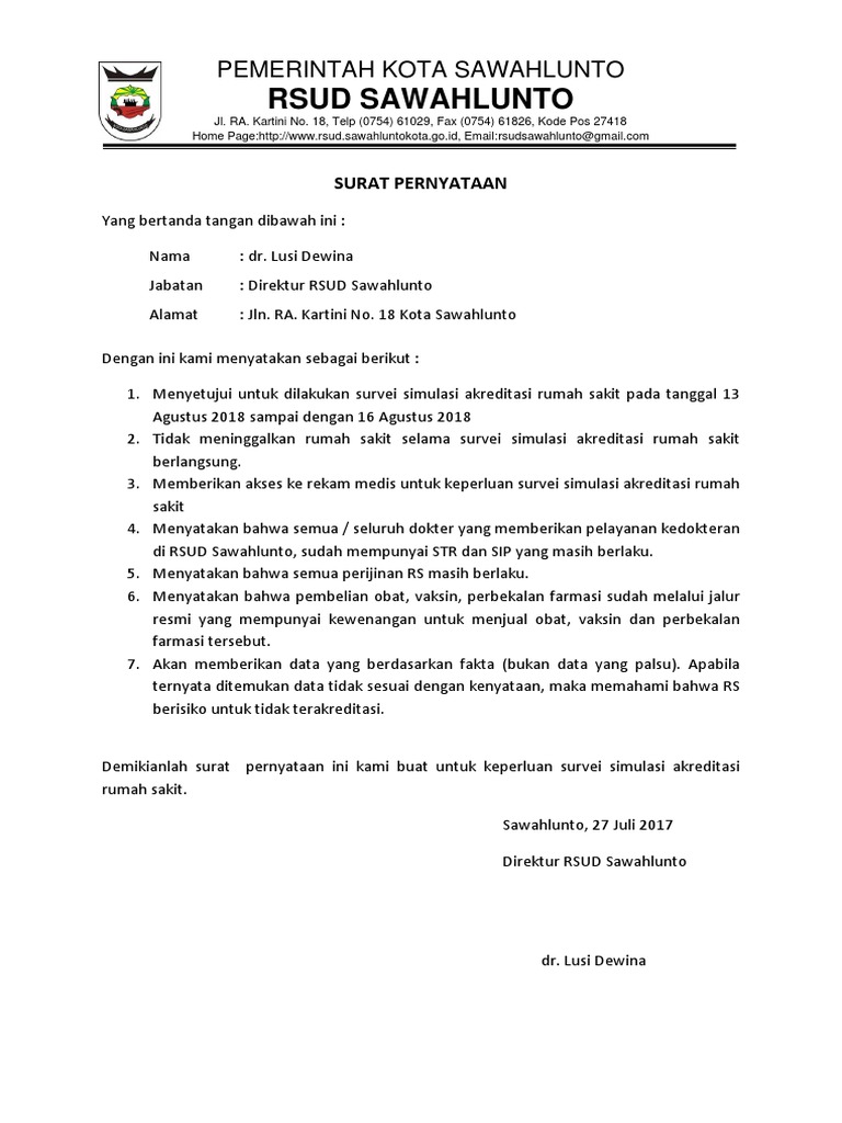 Contoh Surat Pernyataan Direktur - KibrisPDR