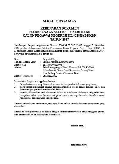 Detail Contoh Surat Pernyataan Dokumen Asli Nomer 31