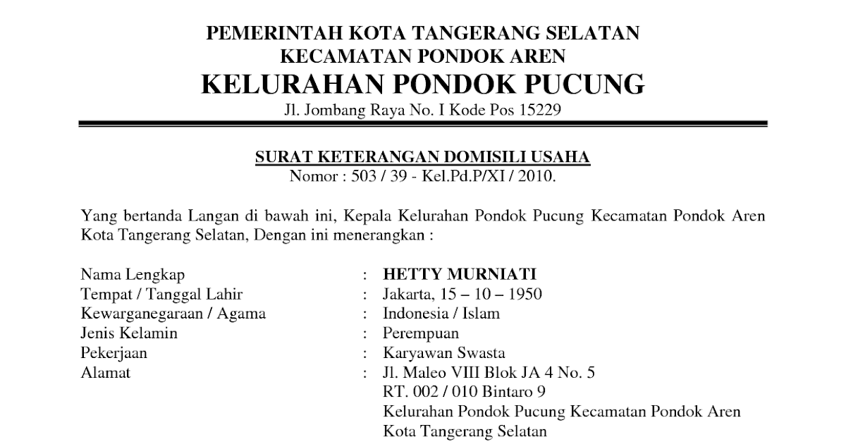 Detail Contoh Surat Pernyataan Domisili Perusahaan Nomer 31