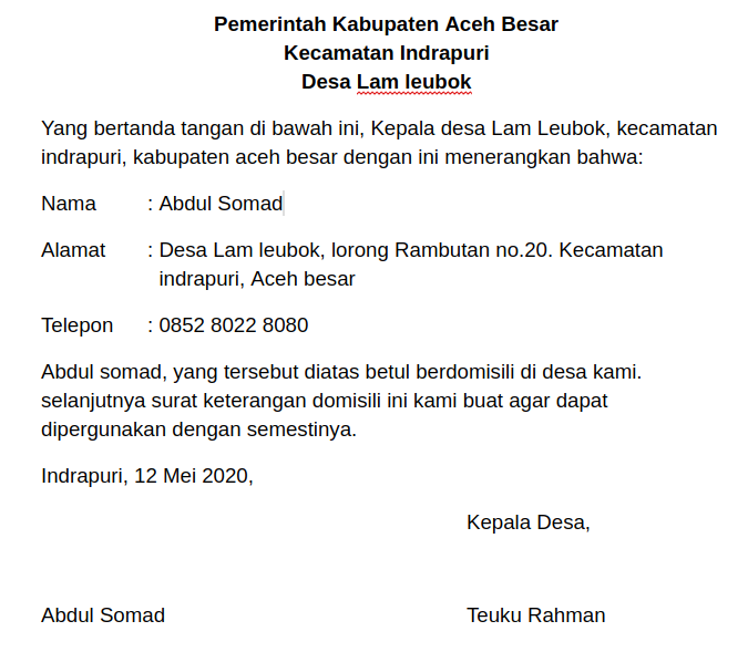 Detail Contoh Surat Pernyataan Domisili Tempat Tinggal Nomer 45