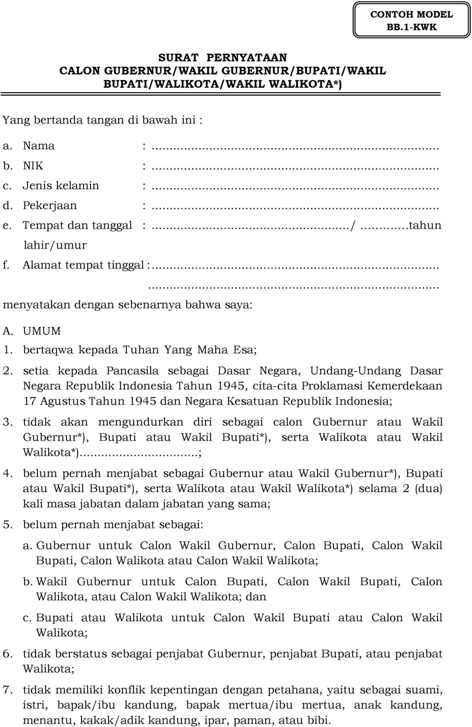 Detail Contoh Surat Pernyataan Dukungan Calon Ketua Nomer 42