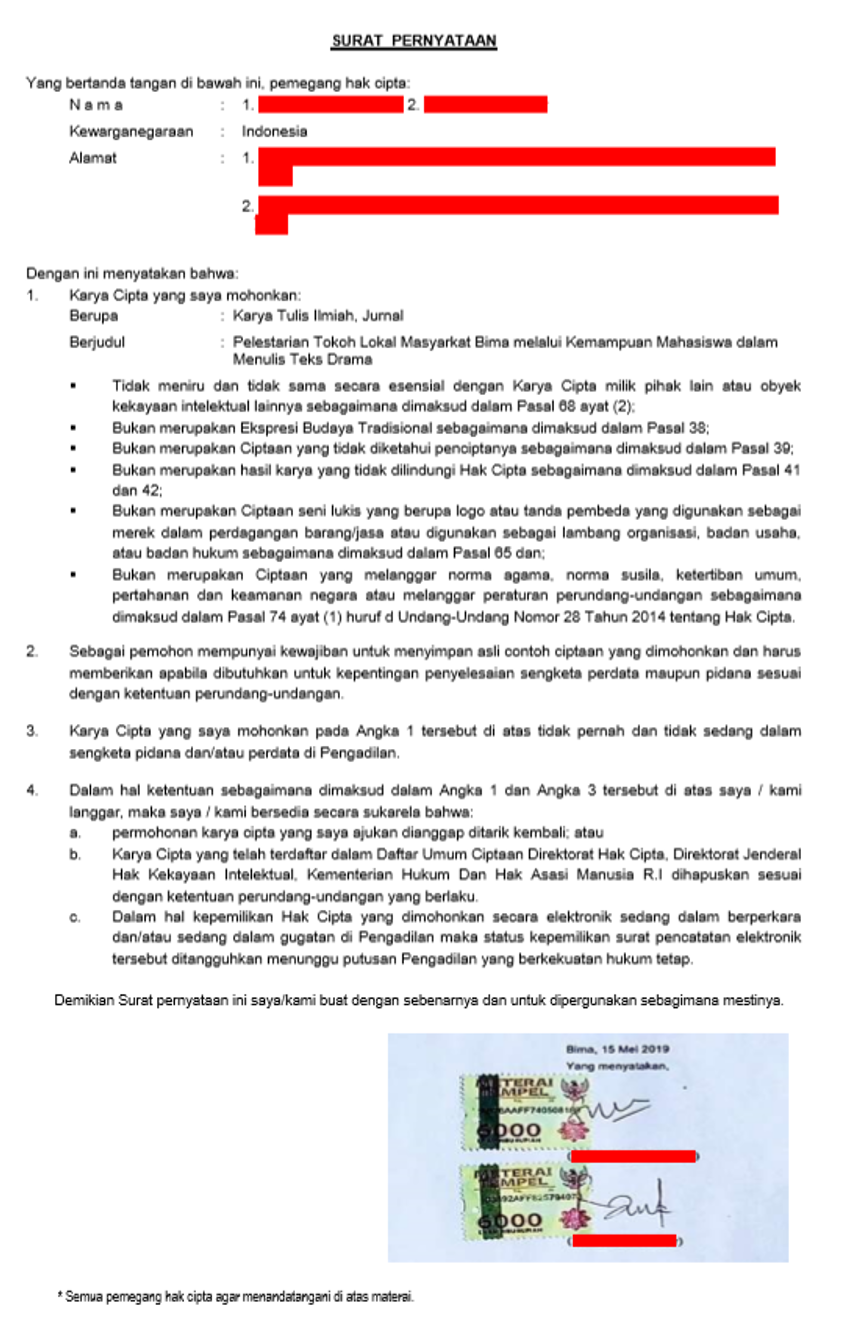 Detail Contoh Surat Pernyataan Hak Cipta Nomer 6