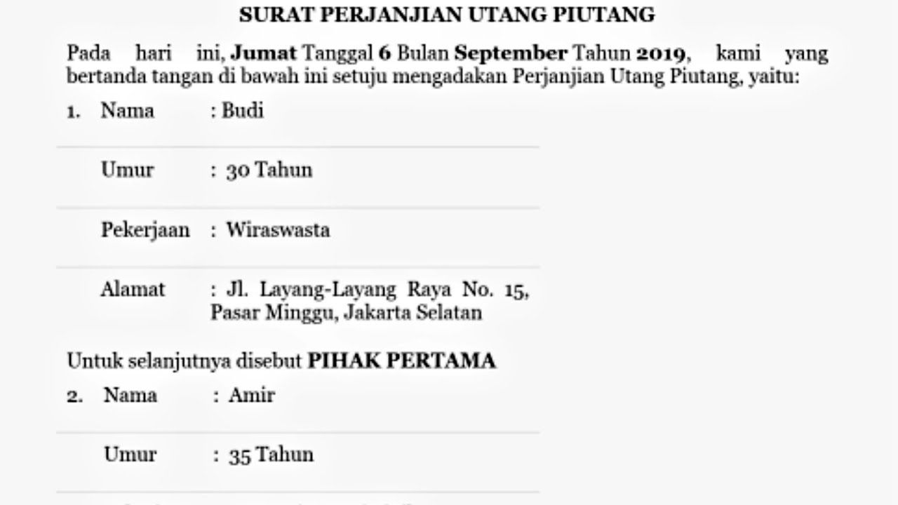 Detail Contoh Surat Pernyataan Hutang Piutang Nomer 44