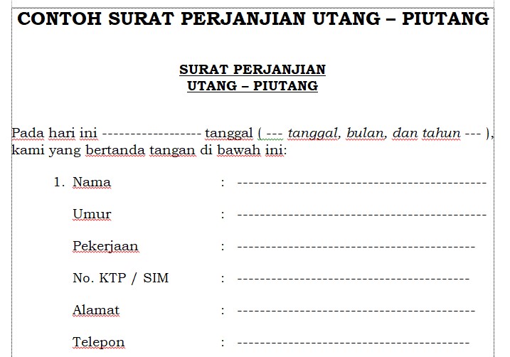 Detail Contoh Surat Pernyataan Hutang Piutang Nomer 55