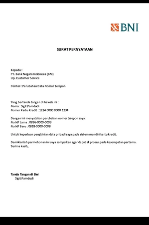 Detail Contoh Surat Pernyataan Kartu Kredit Nomer 33