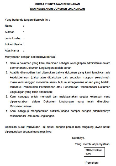 Detail Contoh Surat Pernyataan Keabsahan Dan Kebenaran Dokumen Nomer 12