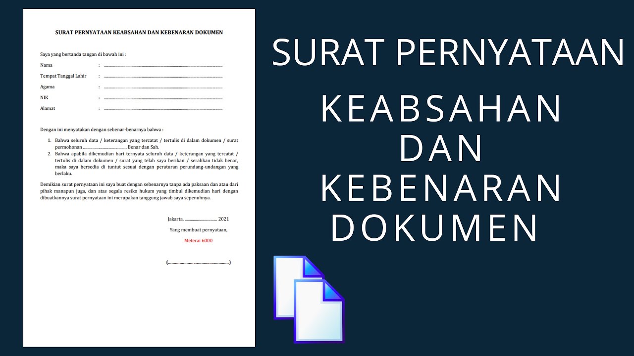 Detail Contoh Surat Pernyataan Keabsahan Dan Kebenaran Dokumen Nomer 27