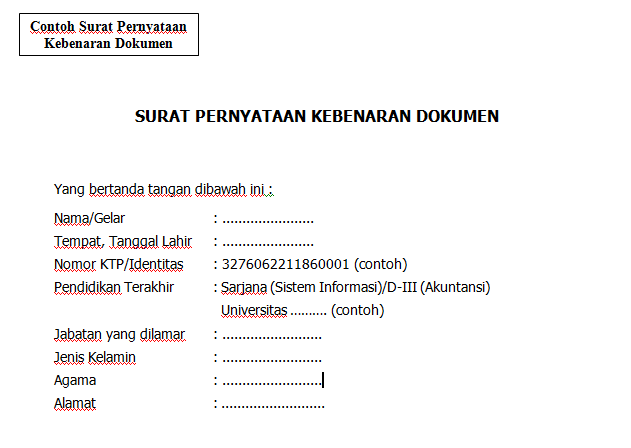 Detail Contoh Surat Pernyataan Kebenaran Data Nomer 32