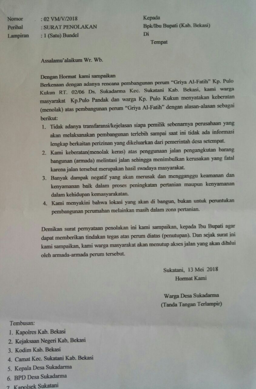 Detail Contoh Surat Pernyataan Keberatan Warga Nomer 14