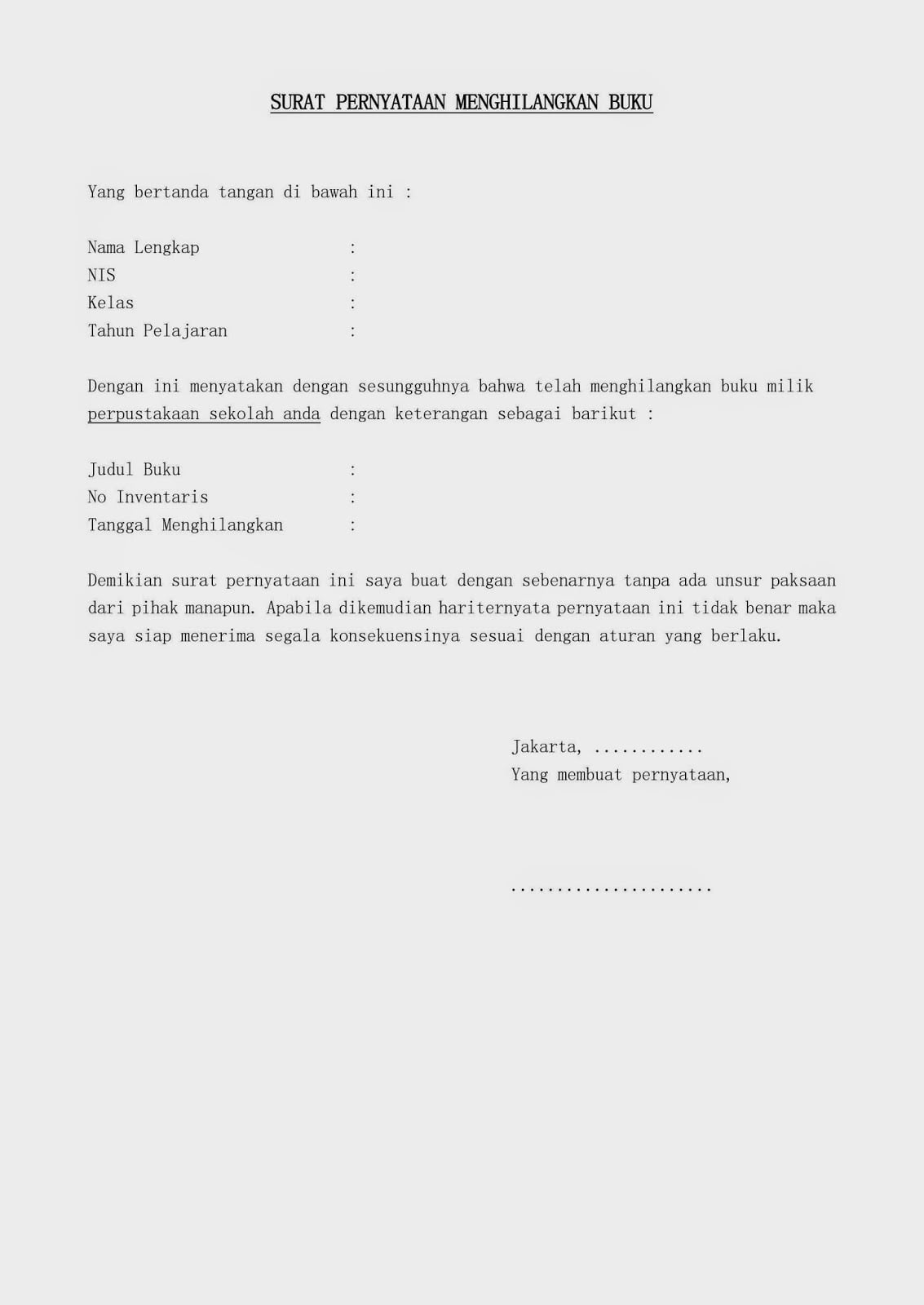 Detail Contoh Surat Pernyataan Kehilangan Barang Nomer 8