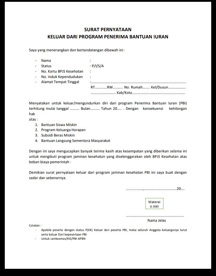 Detail Contoh Surat Pernyataan Kehilangan Kartu Bpjs Nomer 23